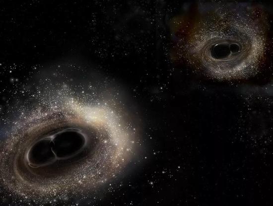 图 5 双黑洞的艺术想象图（图片来自LIGO官网）