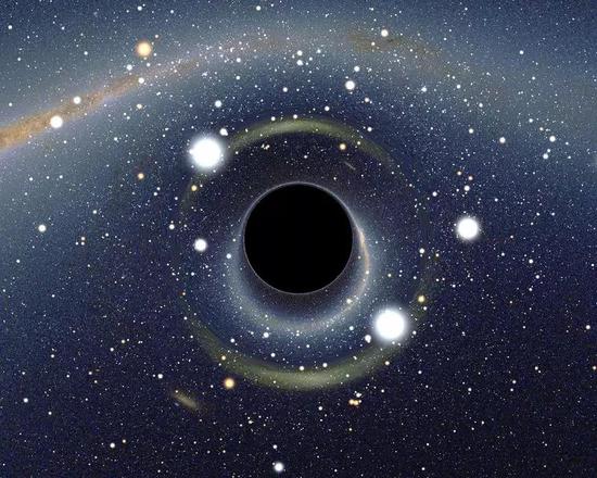 图 4  模拟出来的黑洞视图（图正中央）