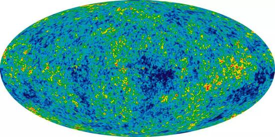 图 7  MWAP卫星得到宇宙微波背景辐射的数据所反映出的宇宙早期微小的不均匀性